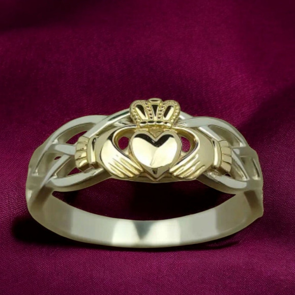 Celtic Claddagh Ring Gold Crown Heart Irish Band Size 6 New - Picture 3 of 6